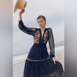 Maeve Cassidy Embroidered Midi Dress Anthropologie